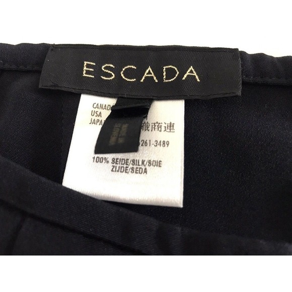 Escada | Wide Leg Slit Crop Pants Womens Size 44 Navy Blue Silk Loose Fit - Picture 12 of 12